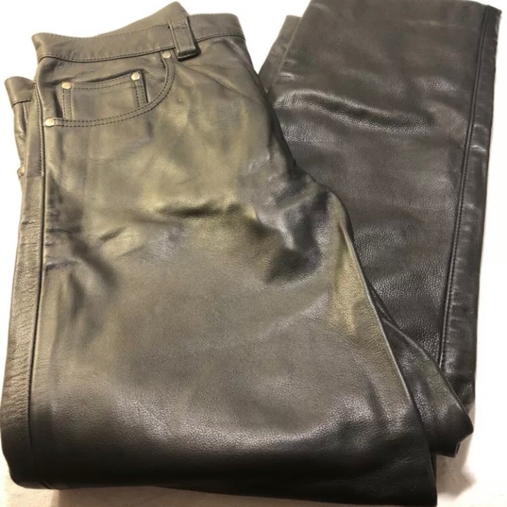 Leather Pants No Tags Unisex Button Fly Inseam 29” 38” Long